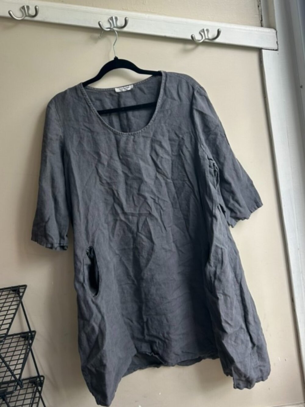 🤍🌿 Banana Blue Vintage Linen Dress – Made in Australia – Women's Size L 🌿🤍